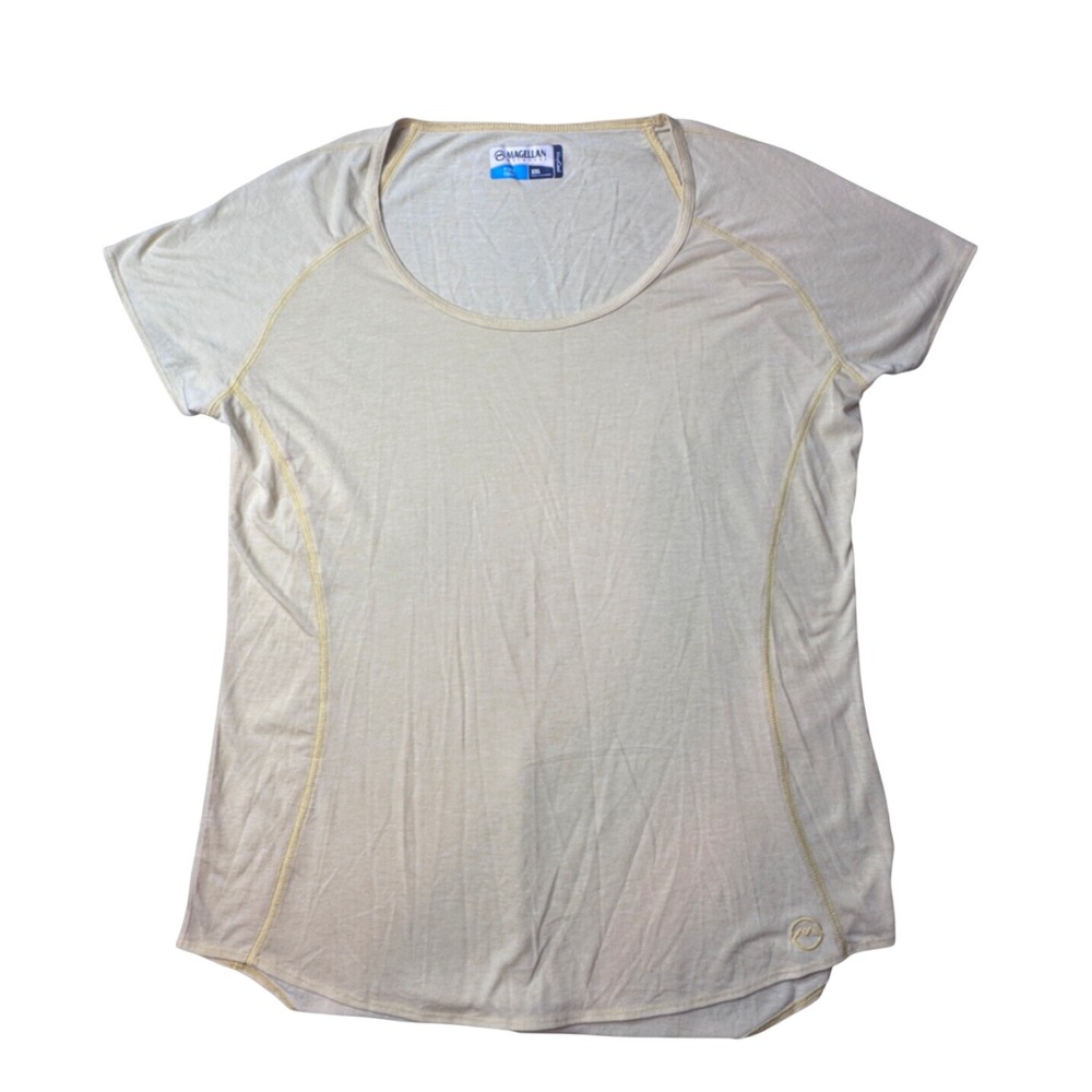 Magellan Outdoors Shirt Women XXL Yellow Fish Gear MagCool Short Sleeve Athletic